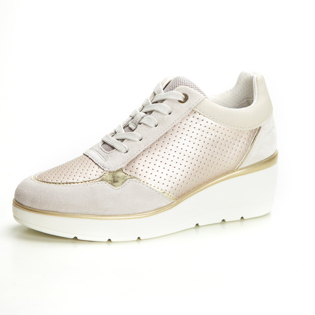 Geox D25RAA Deportiva de cuña media champagne