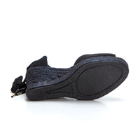 Cabrera 36-7 Alpargata de cuña abierta cintas negro