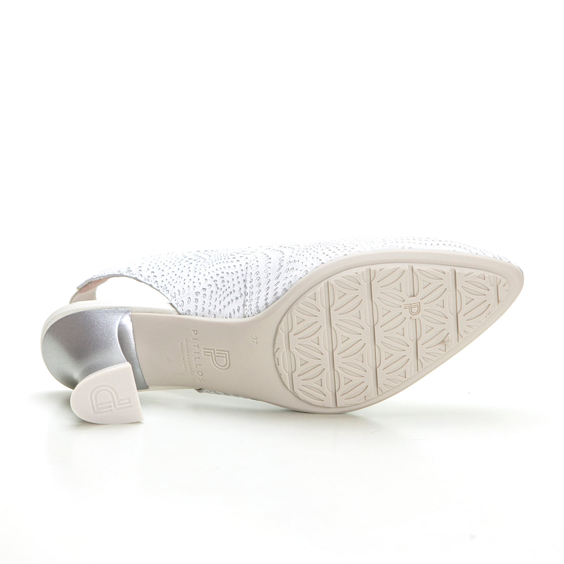 Pitillos 5750 Zapato de salón abierto de talón  tacón medio plata