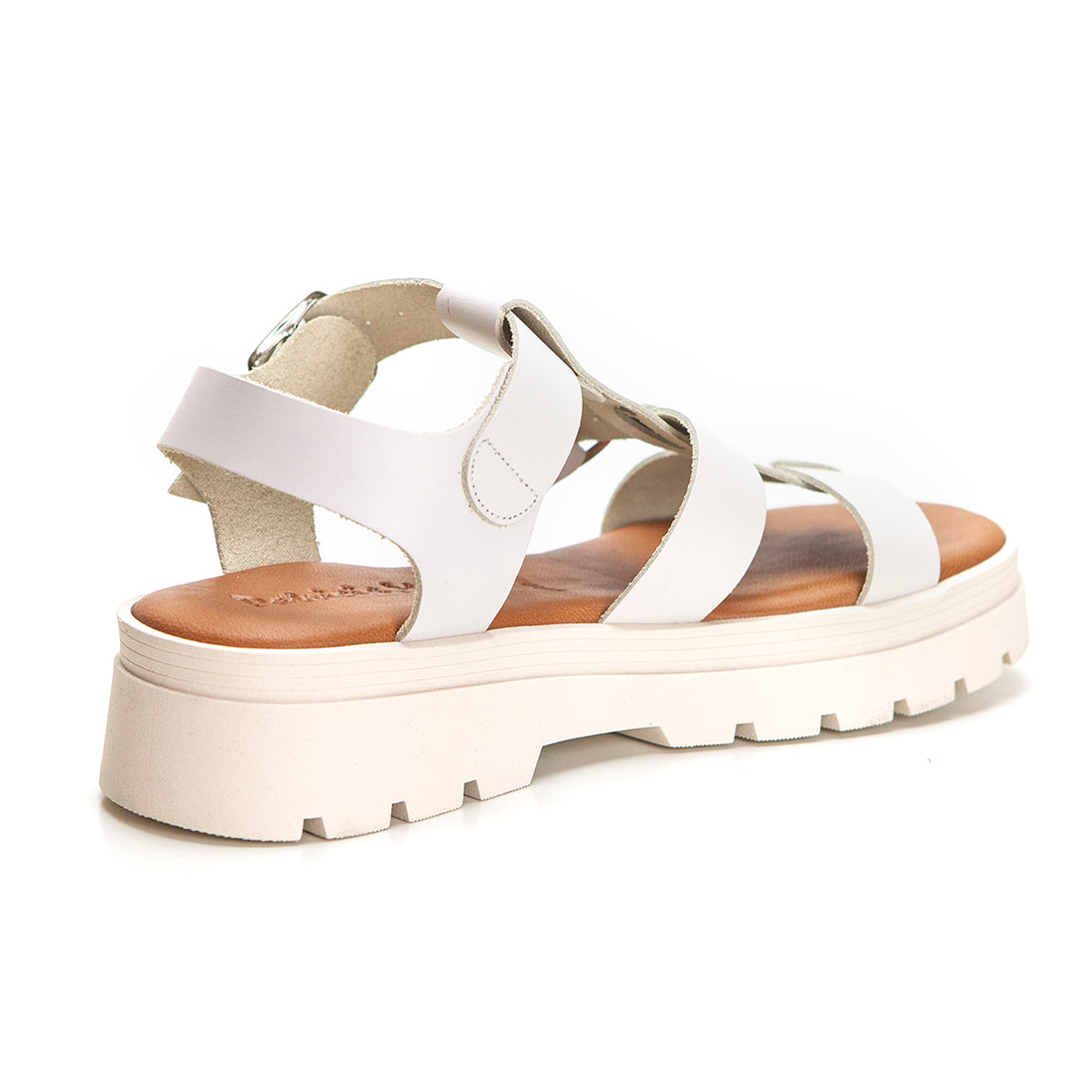 Patricia Miller 6536 Sandalia piso grueso hebillas blanco