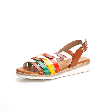 Jordana 3678-2489 Sandalia con trenza lateral multicolor cuero