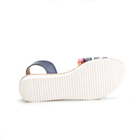 Jordana 3678-2489 Sandalia con trenza lateral multicolor marino