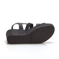 24 HORAS 26065 Sandalia de cuña con plataforma tiras negro
