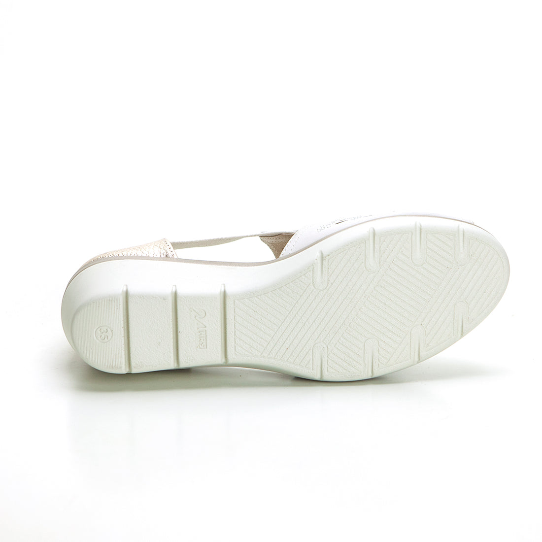 24HRS 25960 Sandalia cuña media peep toe crema