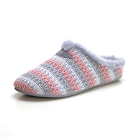 Garzón 15400.346 Zapatilla de ir por casa mujer destalonada lana rayas gris.