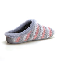 Garzón 15400.346 Zapatilla de ir por casa mujer destalonada lana rayas gris.