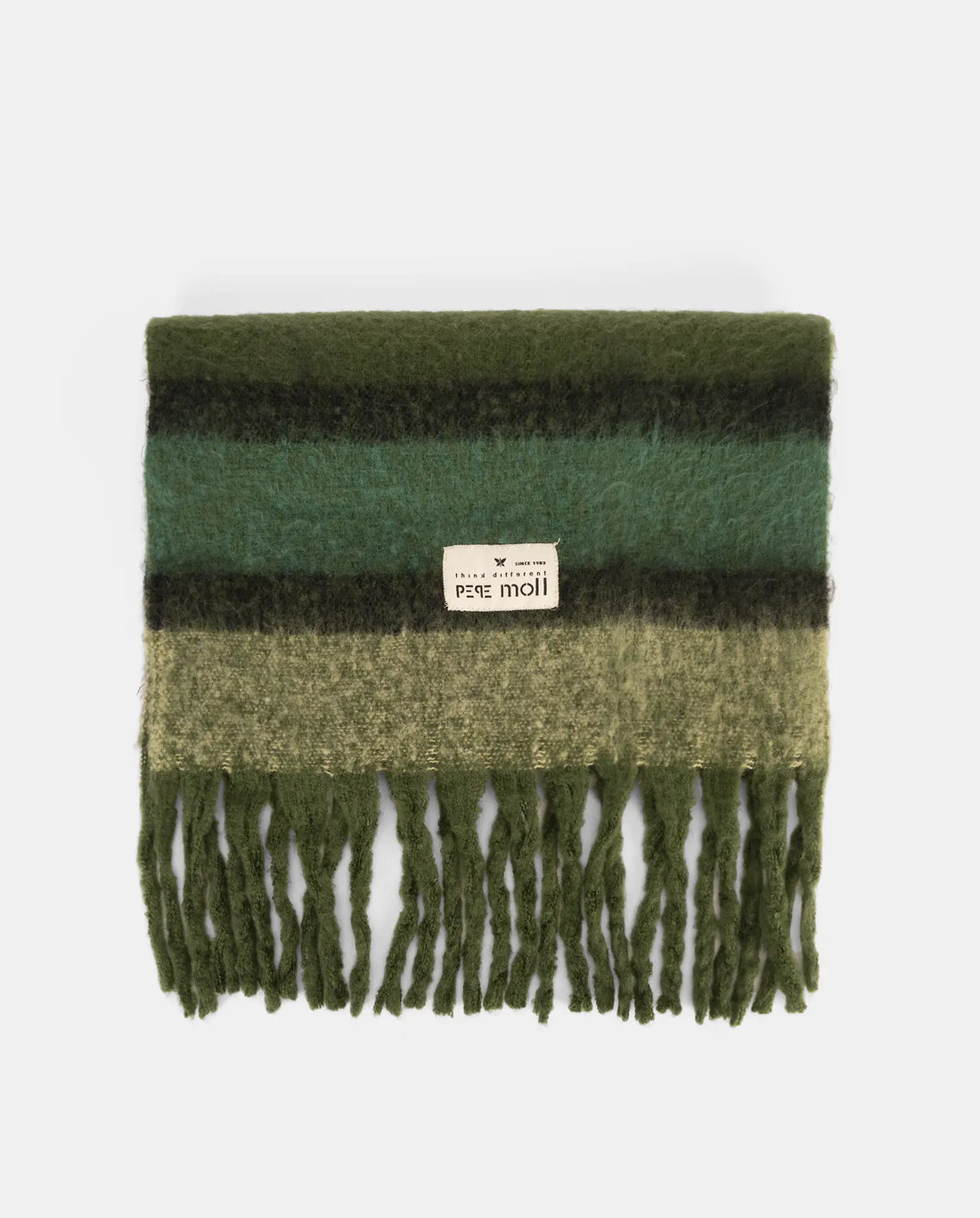 Pepe Moll Bufanda de lana franjas verde