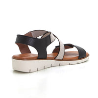 WalkFlex 24131 Sandalia mujer de cuña baja cruzada negro