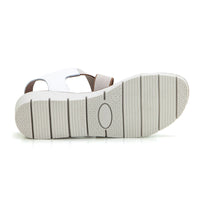 WalkFlex 24131 Sandalia mujer de cuña baja cruzada blanco