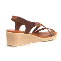 WalkFlex 24103 Sandalia mujer de cuña tiras trenzadas marrón