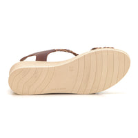 WalkFlex 24103 Sandalia mujer de cuña tiras trenzadas marrón
