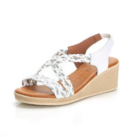 WalkFlex 24103 Sandalia mujer de cuña tiras trenzadas blanco