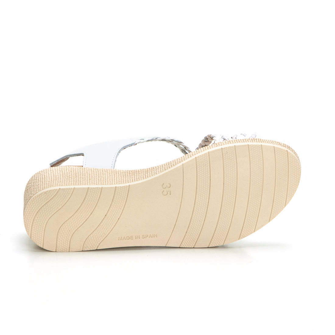 WalkFlex 24103 Sandalia mujer de cuña tiras trenzadas blanco