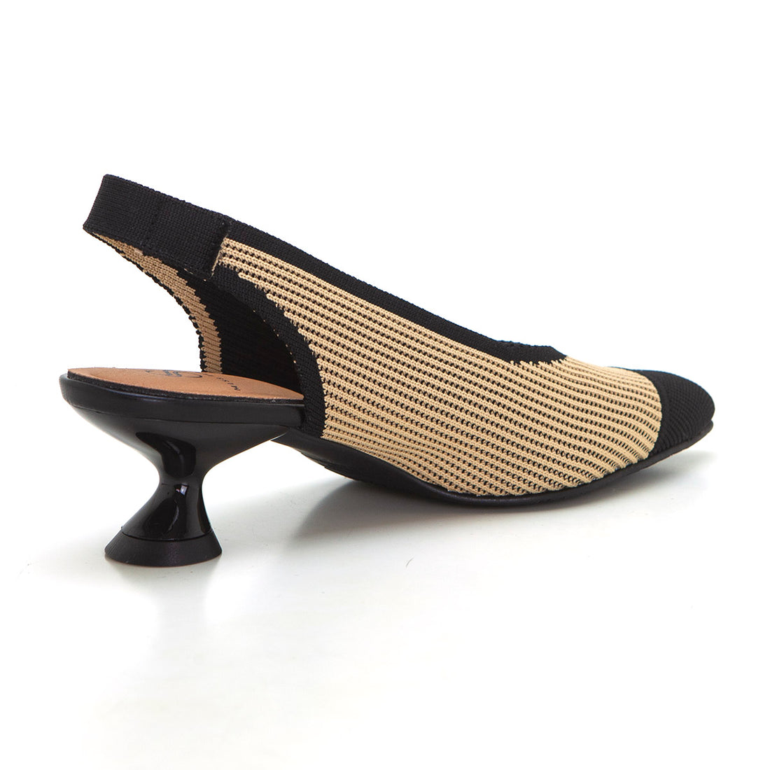 Miss Elastic 76535 Zapato de salón elastico combinado cámel negro.