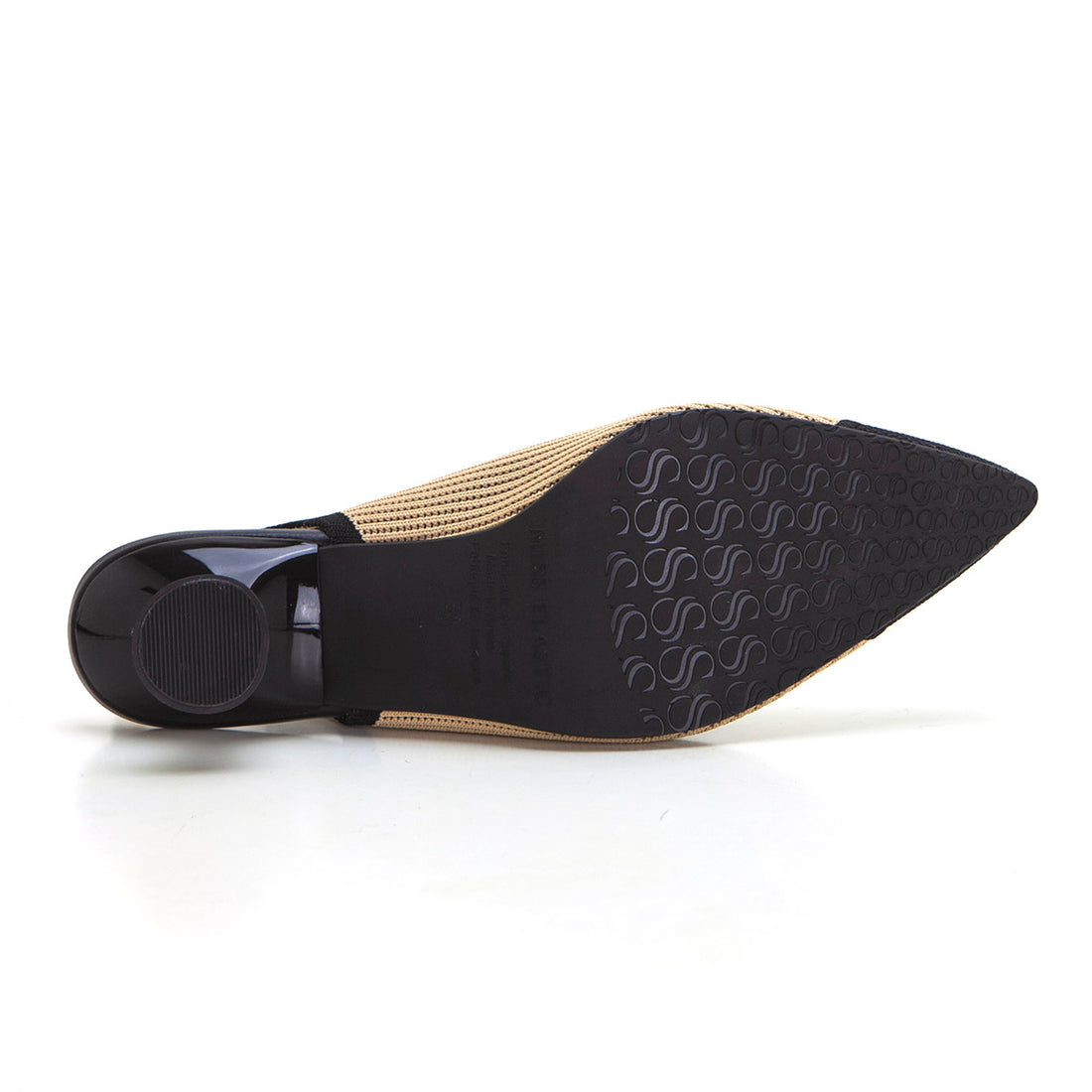 Miss Elastic 76535 Zapato de salón elastico combinado cámel negro.