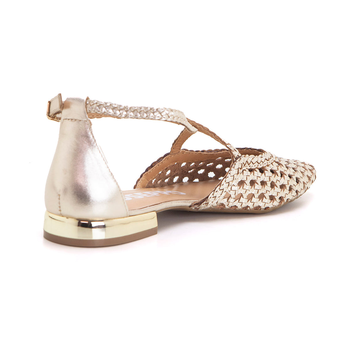 Gioseppo 71180 Bailarinas abiertas trenzadas platino.