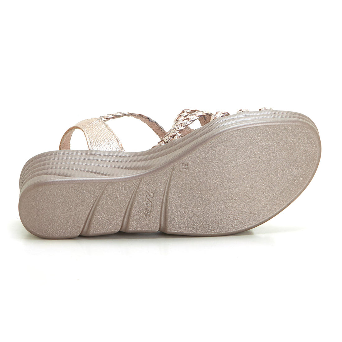 24 Hrs 24494 Sandalia de cuña con plataforma tiras jazmín.