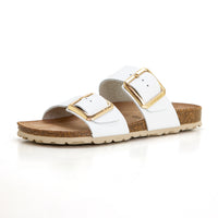 Inter-Bios 7232 Sandalia zueco 2 hebillas blanco.