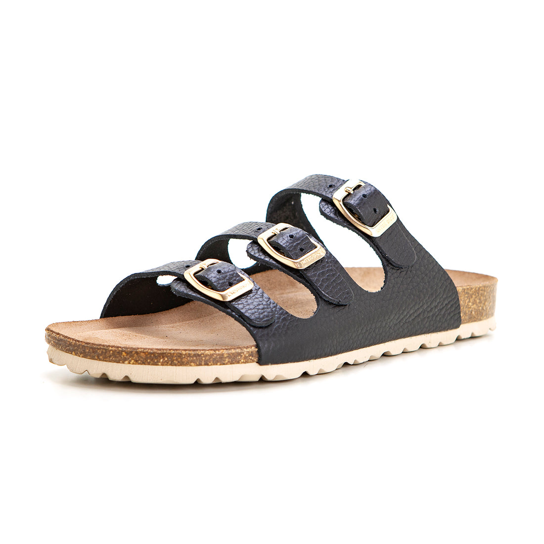 Inter-Bios 7231 Sandalia zueco3 hebillas negro.