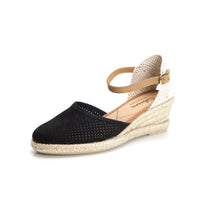Cabrera 7008 Alpargata de cuña baja picada negro