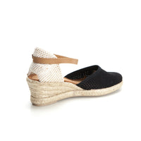 Cabrera 7008 Alpargata de cuña baja picada negro