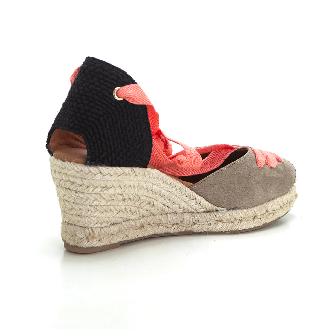 Cabrera 85-5 Alpargata de cuña media cintas arena.