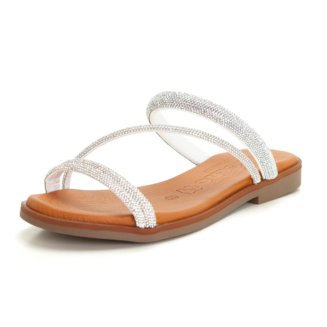 Jordana 42800 Sandalia destalonada tiras brillo plata.