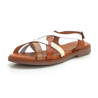 Jordana 4226 Sandalia plana con tiras cruzadas multicolor.