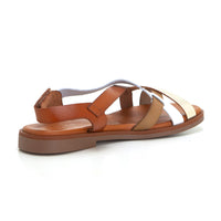 Jordana 4226 Sandalia plana con tiras cruzadas multicolor.