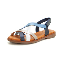 Jordana 4226 Sandalia plana con tiras cruzadas multicolor.