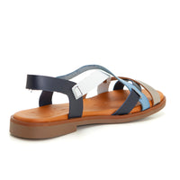 Jordana 4226 Sandalia plana con tiras cruzadas multicolor.