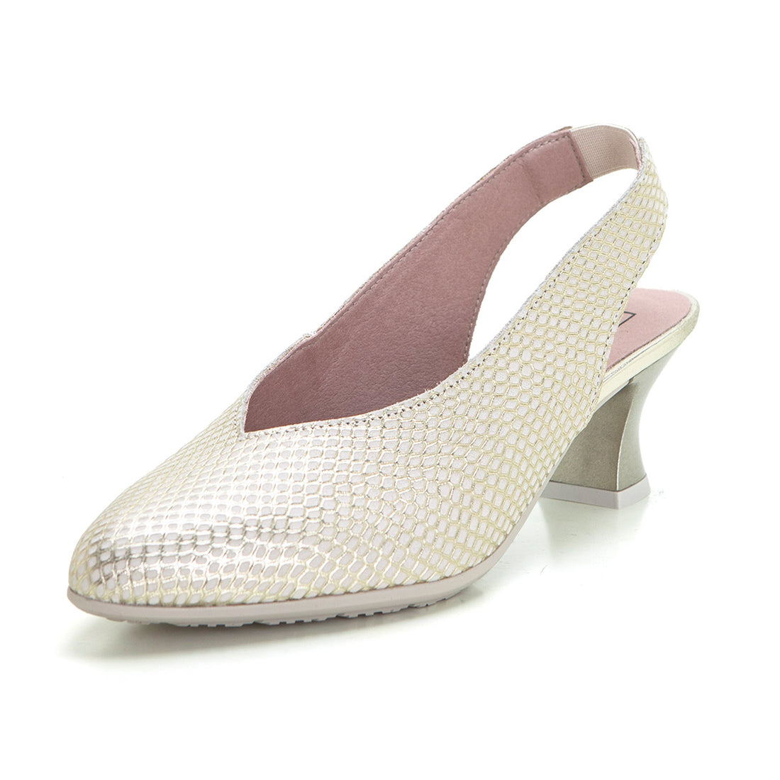 Pitillos 10510 Salón destalonado de tacón medio oro.