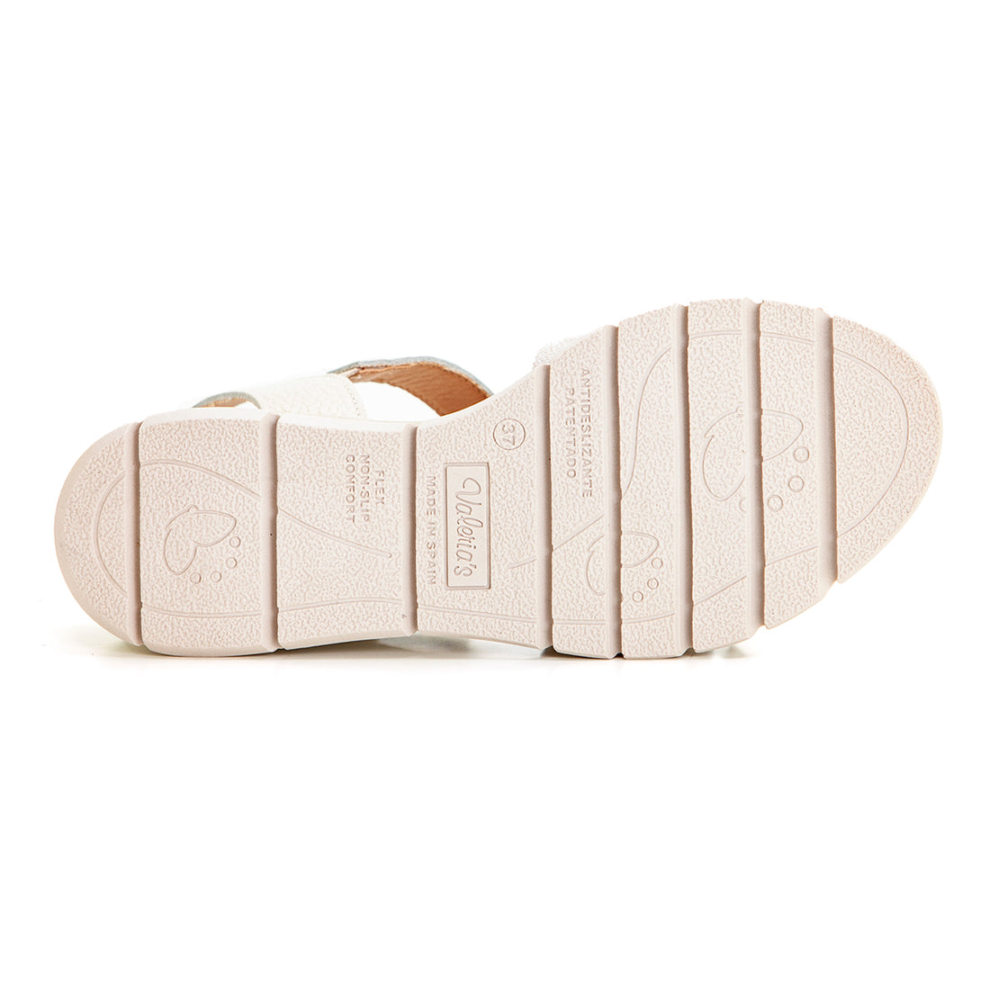 Valerias 1983-84 Sandalia de cuña media con plataforma tiras beig.