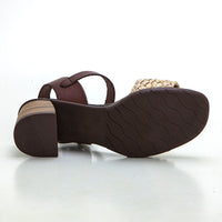 Studio Scarpe 111493 Sandalia de tacón pala de rafia marrón.