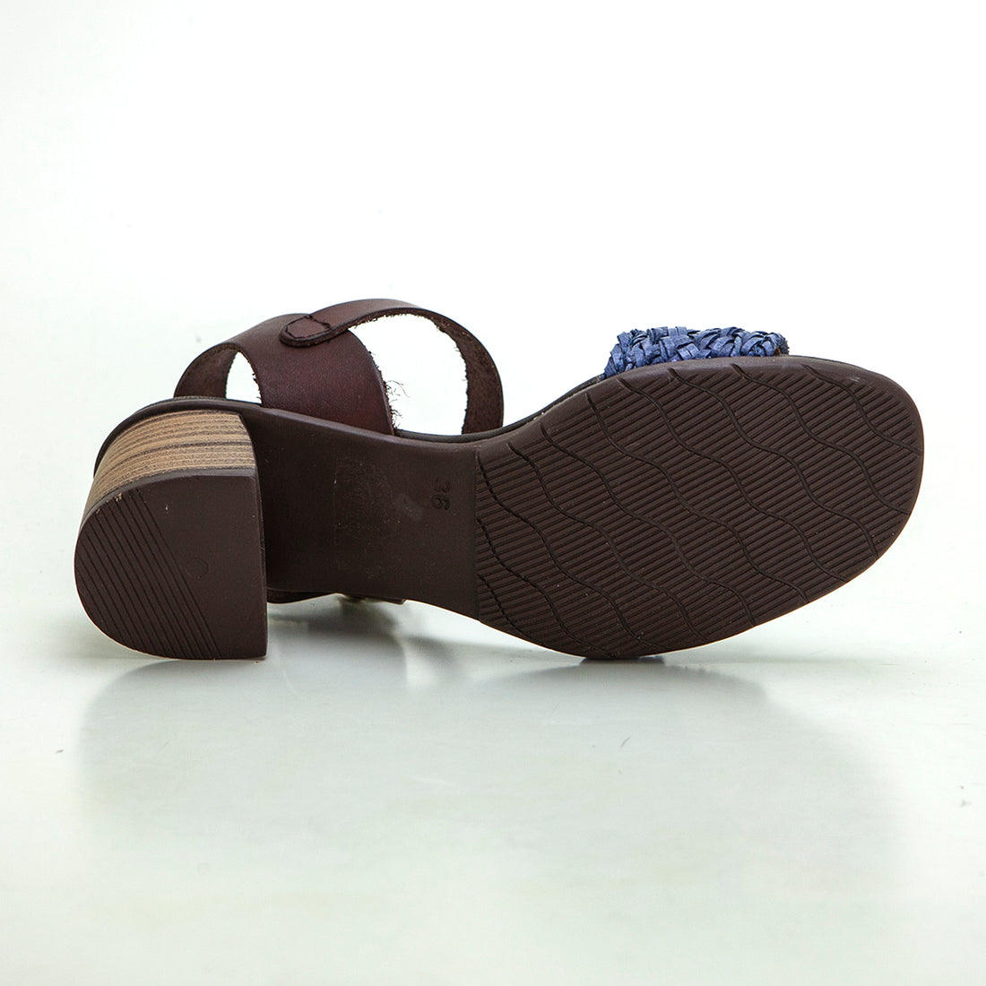 Studio Scarpe 111493 Sandalia de tacón pala de rafia marino.