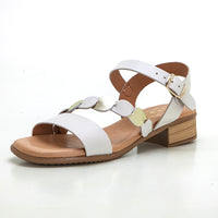 Studio Scarpe 115 807 Sandalia de tacón bajo tira empeine blanco.