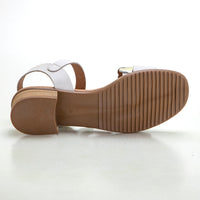 Studio Scarpe 115 807 Sandalia de tacón bajo tira empeine blanco.