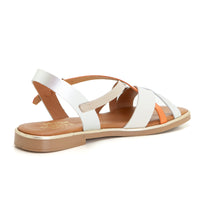 Studio Scarpe 34639 Sandalia plana tiras combinadas plata.