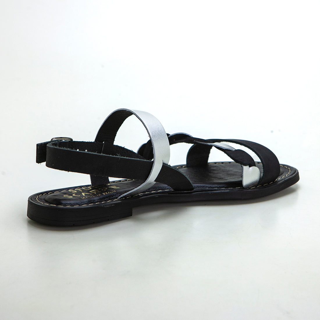 Studio Scarpe 77800 Sandalia plana tiras empeine negro.