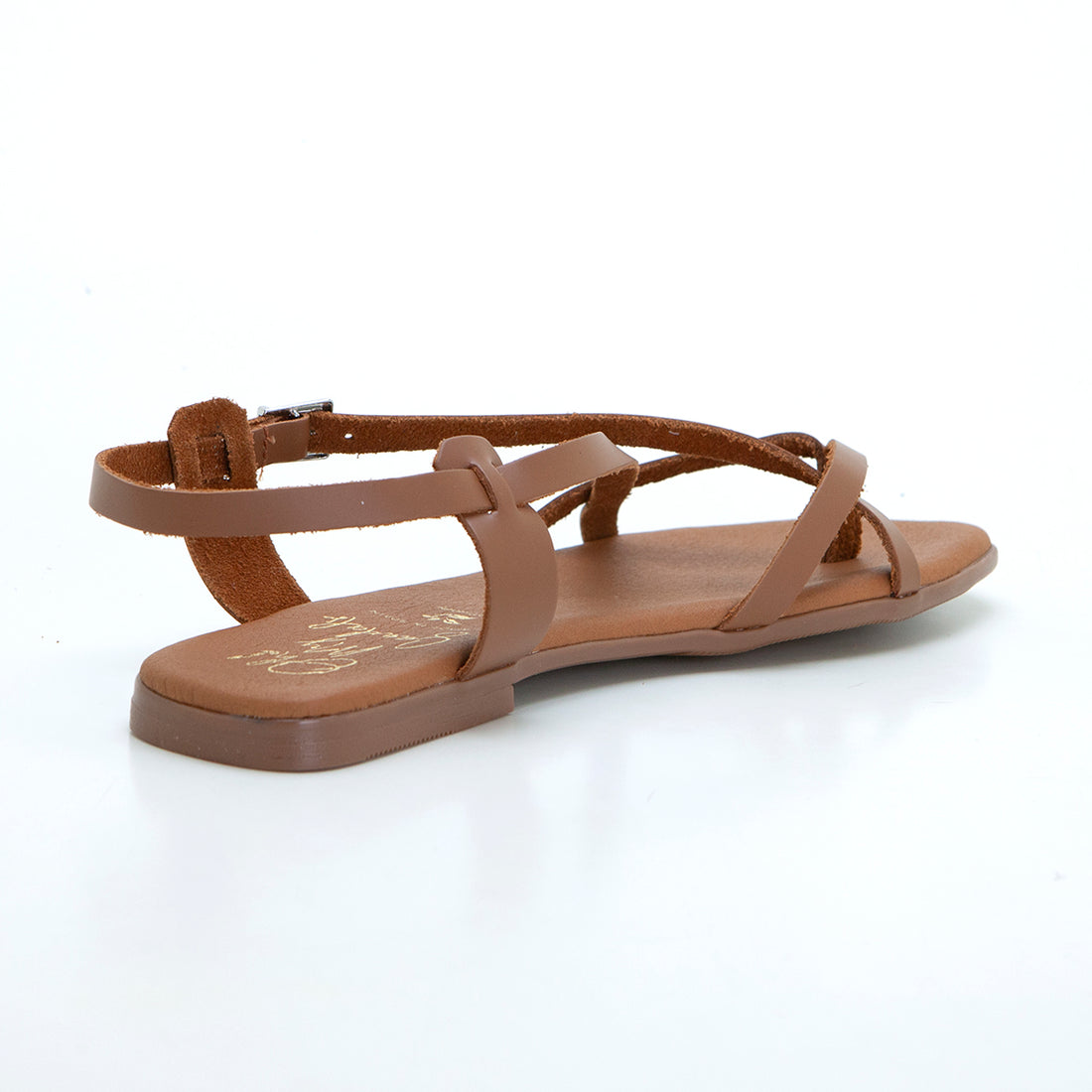 Oh my Sandals 5553 Sandalia plana de dedo tiras roble.