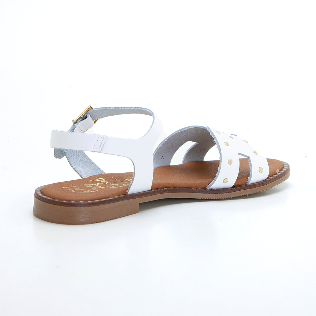 Oh my Sandals 5577 Sandalia plana tachuelas blanco.