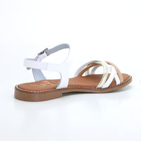 Oh my Sandals 5574 Sandalia plana tiras multicolor blanco.