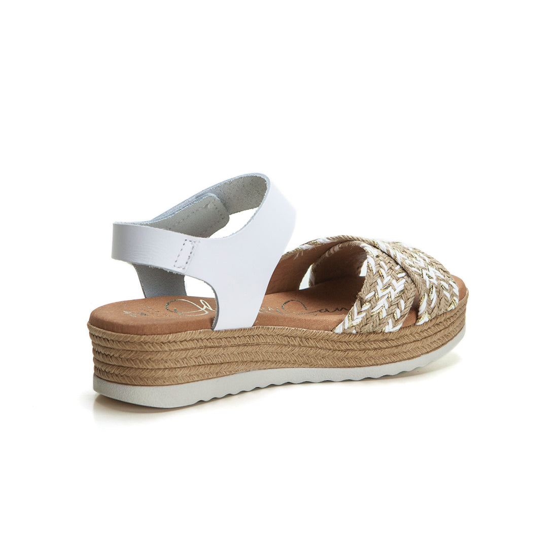 Oh my Sandals 5692 Sandalia plataforma rafia blanco.