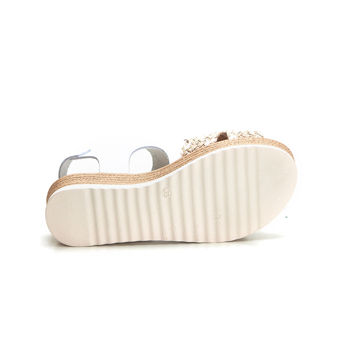 Oh my Sandals 5692 Sandalia plataforma rafia blanco.