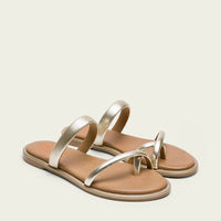 PORRONET 3107 SANDALIA ESCLAVA PLANA PIEL ORO.