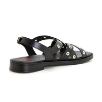 PORRONET 3125 SANDALIA PLANA DE PIEL CON TACHUELAS NEGRO