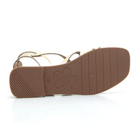 PORRONET 3113 SANDALIA PLANA DE PIEL CON TACHUELAS ORO