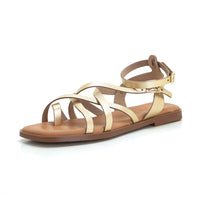 PORRONET 3121 SANDALIA PLANA ROMANA DE PIEL ORO