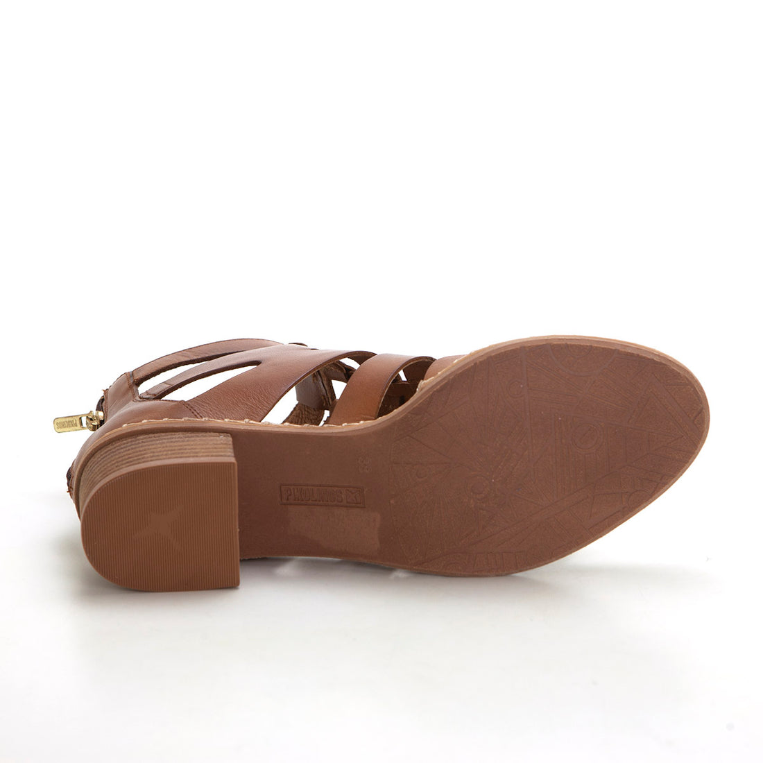 Pikolinos 1823 Sandalia romana de tacón medio brandy.