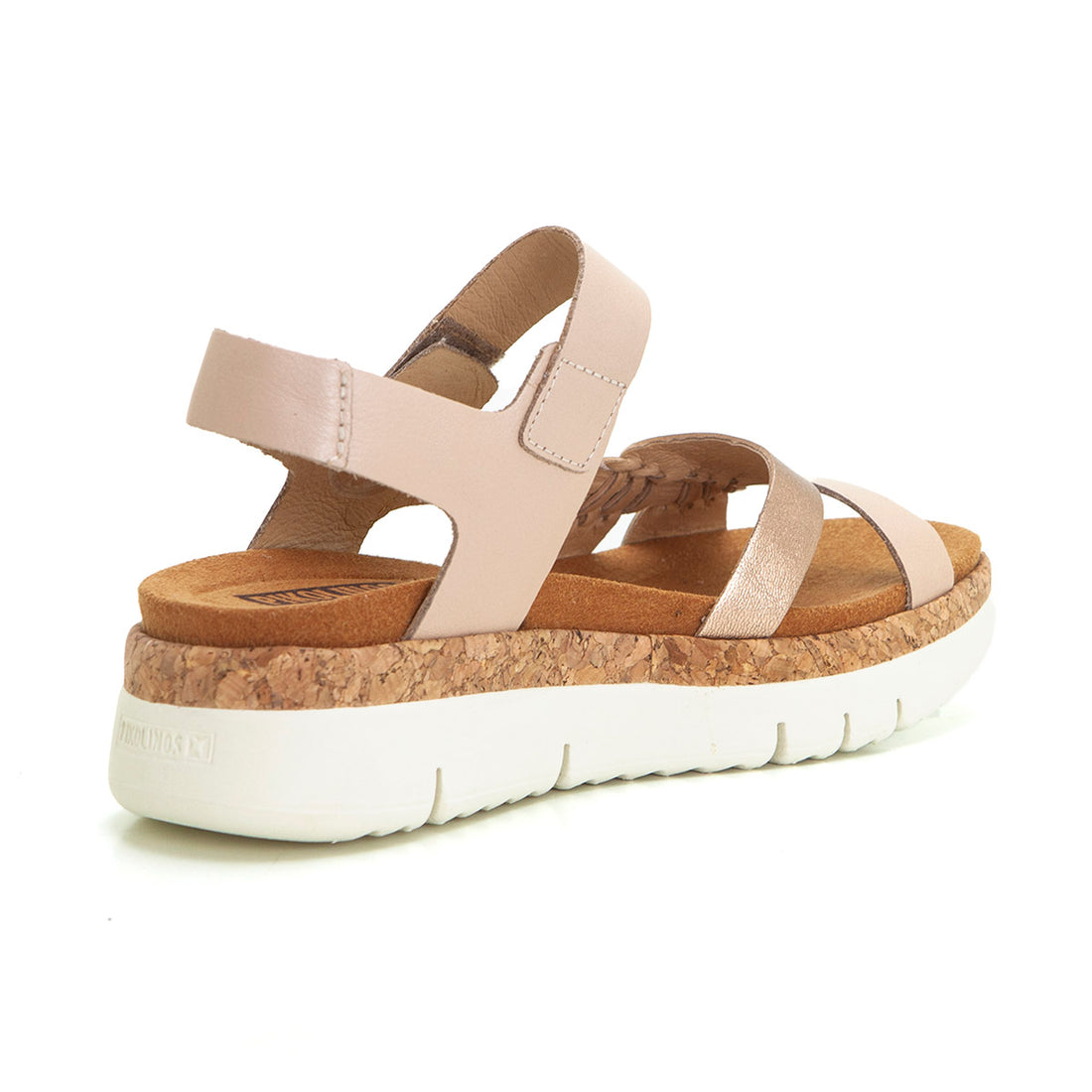 PIKOLINOS W4N-0968CL Sandalia cuña baja plataforma champagne.
